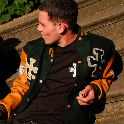 Rizla Dartmouth Green and Old Gold Varsity Jacket