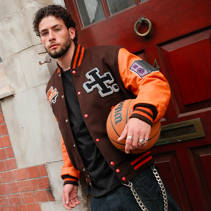 Rizla Brown and Burnt Orange Varsity Jacket