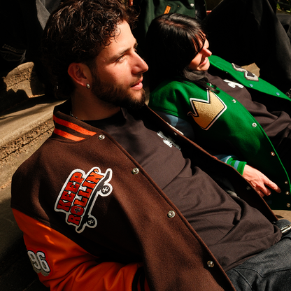 Rizla Brown and Burnt Orange Varsity Jacket