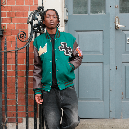 Rizla Teal and Brown Varsity Jacket